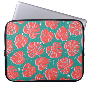 Rode monstera laat een groen naadloos patroon zien laptop sleeve