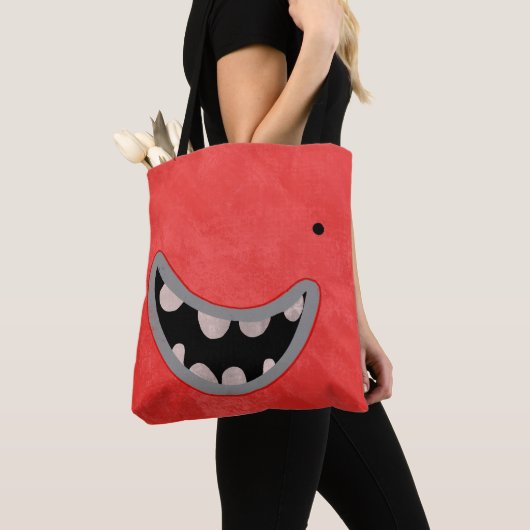 rode monsterlijke canvas tas (Dichtbij)