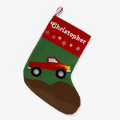 Rode Monstertruck Persoonlijk Kleine Kerstsok (Voorkant (Hangend))