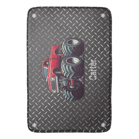 Rode monsterwagen badmat (Voorkant Verticaal)