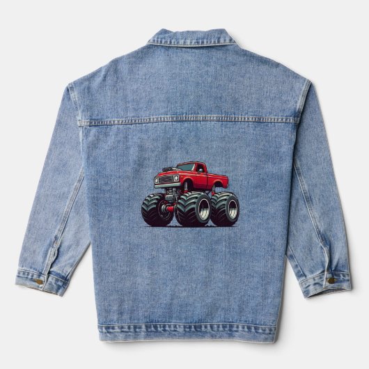 Rode monsterwagen denim jacket (Achterkant)