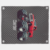 Rode monsterwagen fleece deken (Voorkant (Horizontaal))