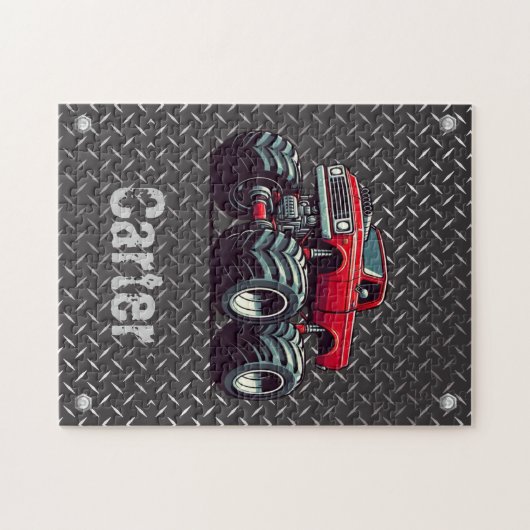 Rode monsterwagen legpuzzel (Horizontaal)