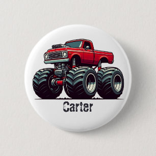 Rode monsterwagen ronde button 5,7 cm