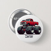 Rode monsterwagen ronde button 5,7 cm (Voorkant /achterkant)