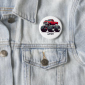 Rode monsterwagen ronde button 5,7 cm (In situ)