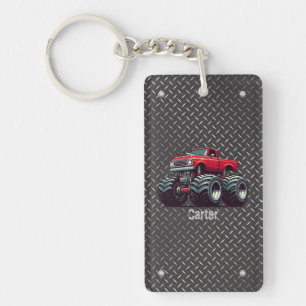 Rode monsterwagen sleutelhanger