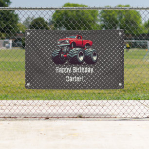 Rode monsterwagen spandoek