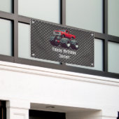 Rode monsterwagen spandoek (Buitenkant Gebouw)