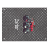 Rode monsterwagen tafelkleed (Voorkant (Horizontaal))