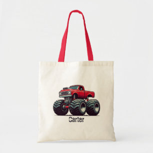 Rode monsterwagen tote bag