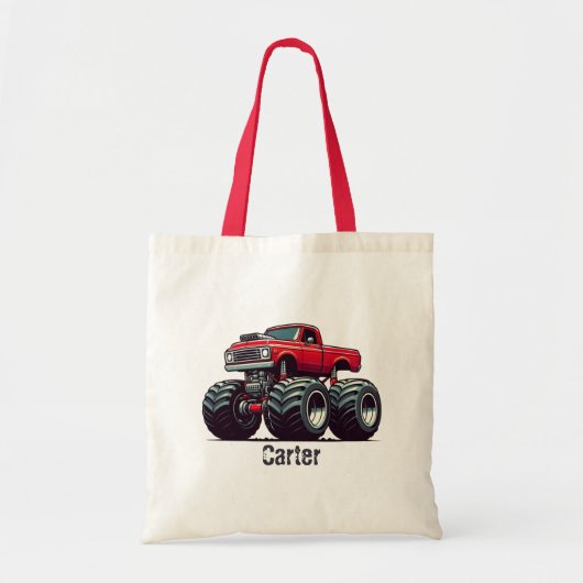 Rode monsterwagen tote bag (Voorkant)