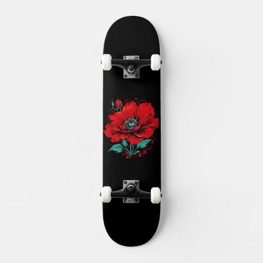 Rode Mooie Bloem Persoonlijk Skateboard (Voorkant)