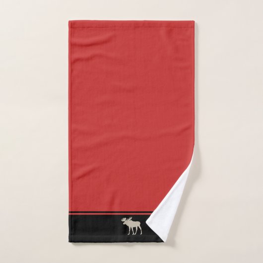 Rode Moose Patroon Zwart Monogram Bad Handdoek (Handdoek)
