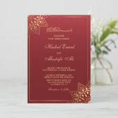 Rode moslimtrouwuitnodiging kaart (Staand voorkant)