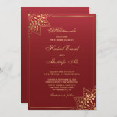 Rode moslimtrouwuitnodiging kaart (Voorkant / Achterkant)