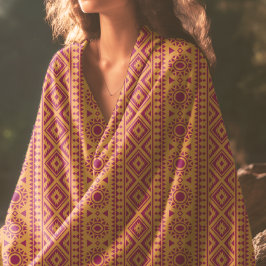 Rode mosterd en aztec patroon strandlaken