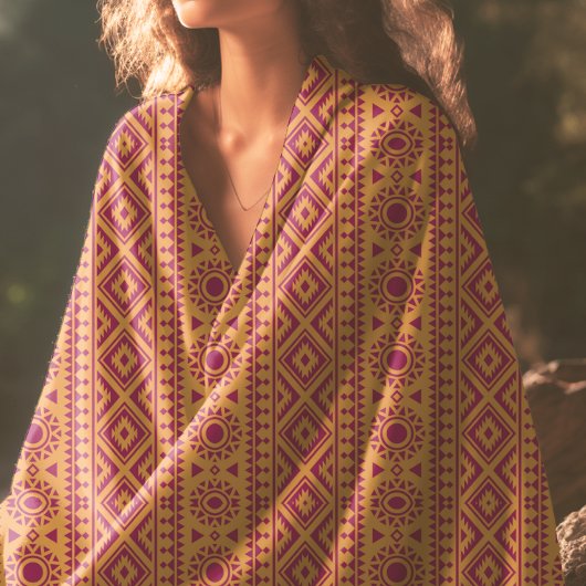 Rode mosterd en aztec patroon strandlaken