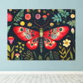 Rode mot in de nachttuin canvas afdruk (Insitu (Houten vloer))