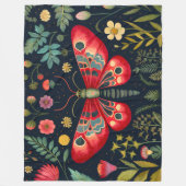 Rode mot in de nachttuin fleece deken (Voorkant)