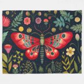 Rode mot in de nachttuin fleece deken (Voorkant (Horizontaal))