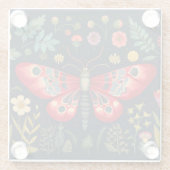 Rode mot in de nachttuin glazen onderzetter (Achterkant)