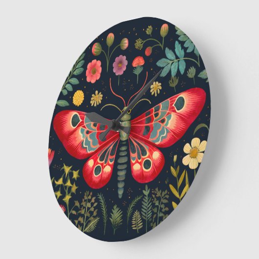 Rode mot in de nachttuin grote klok (Hoek)