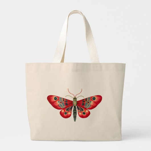 Rode mot in de nachttuin grote tote bag (Achterkant)