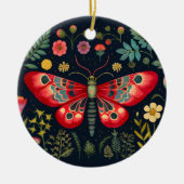 Rode mot in de nachttuin keramisch ornament (Voorkant)