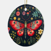 Rode mot in de nachttuin keramisch ornament (Links)