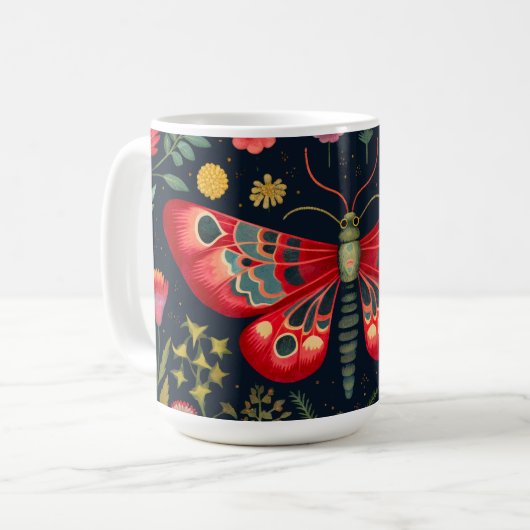 Rode mot in de nachttuin koffiemok (Voorkant links)