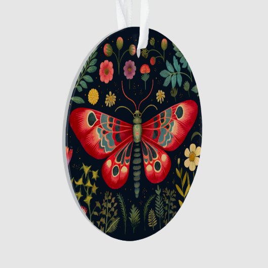 Rode mot in de nachttuin ornament (voorkant)