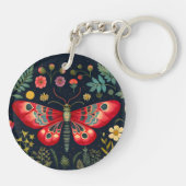 Rode mot in de nachttuin sleutelhanger (Achterkant)