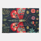 Rode mot in de nachttuin theedoek (Horizontaal)