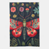 Rode mot in de nachttuin theedoek (Verticaal)