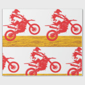 Rode Motocross Dirt Bike Berijder Silhouet Cadeaupapier (Vlak)