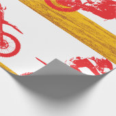 Rode Motocross Dirt Bike Berijder Silhouet Cadeaupapier (Hoek)