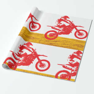 Rode Motocross Dirt Bike Rijder Silhouet Cadeaupapier