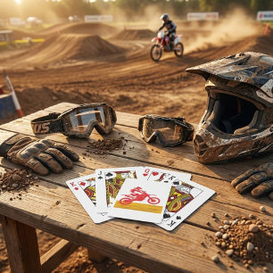 Rode Motocross Dirt Bike Rijder Silhouet Pokerkaarten