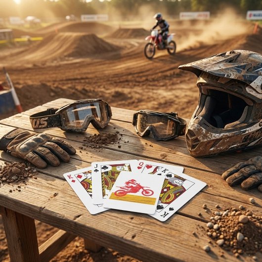 Rode Motocross Dirt Bike Rijder Silhouet Pokerkaarten