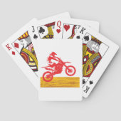 Rode Motocross Dirt Bike Rijder Silhouet Pokerkaarten (Achterkant)