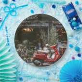  rode motor scooter papieren bordje (Feest)