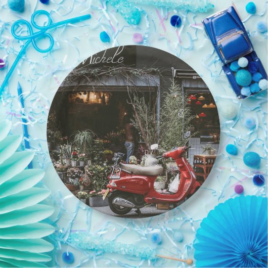  rode motor scooter papieren bordje (Feest)