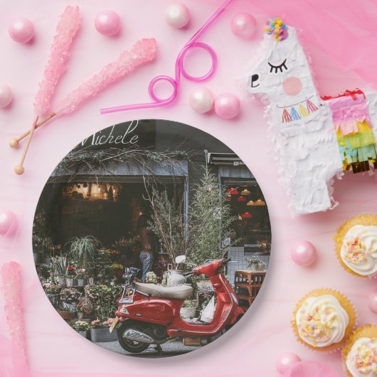  rode motor scooter papieren bordje (Feest)