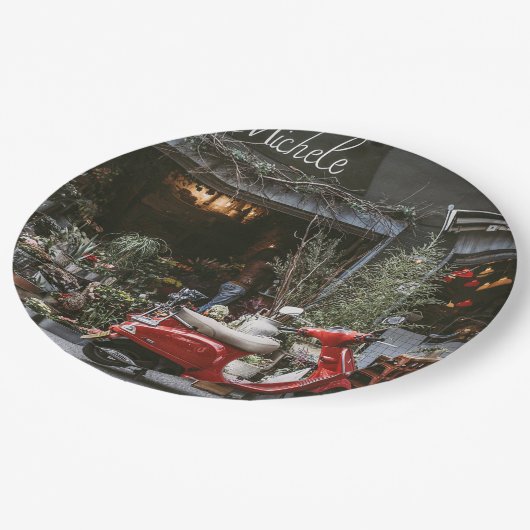  rode motor scooter papieren bordje (Gekanteld)