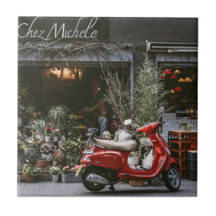 rode motor scooter tegeltje