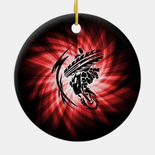 Rode Motorcross Keramisch Ornament (Achterkant)