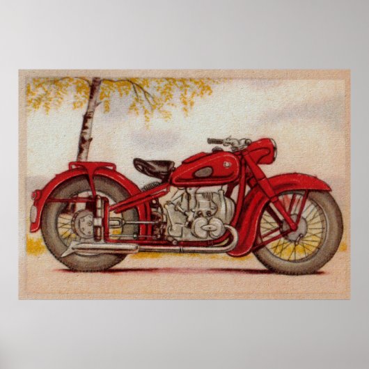 rode motorfiets afdrukken poster (Voorkant)