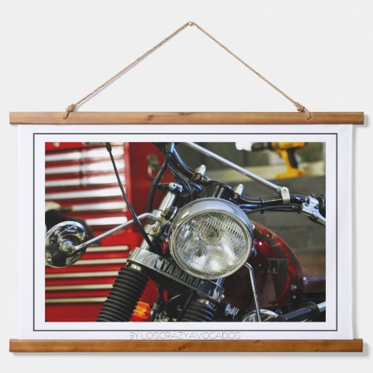 Rode motorfiets Bike Garage Hangend Wandkleed (Voorkant)