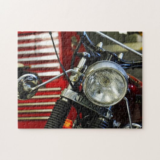 Rode motorfiets Bike Garage Legpuzzel (Horizontaal)